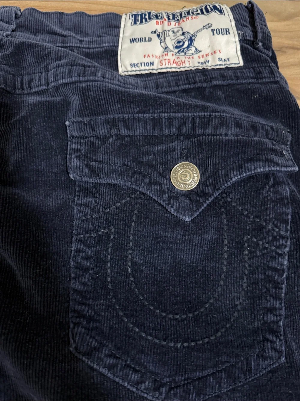 True Religion Jeans Mens Size 42 Navy Cotton Corduroy Straight Leg Classic